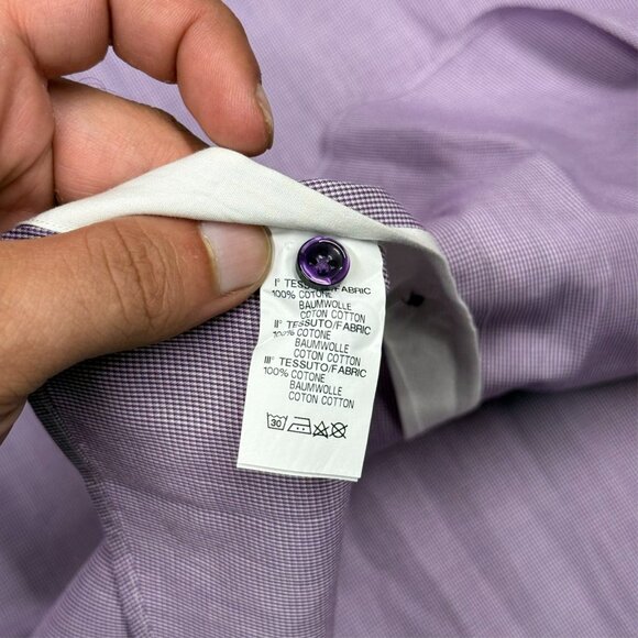 Pal Zileri Dress Shirt Made in Italy Long Sleeve Button Up Purple 15 3/4 Medium - Picture 9 of 11